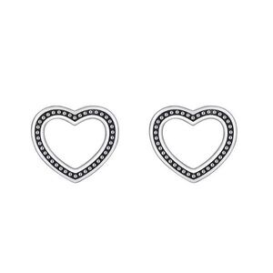 925 Sterling Silver Vintage Heart Stud Earrings